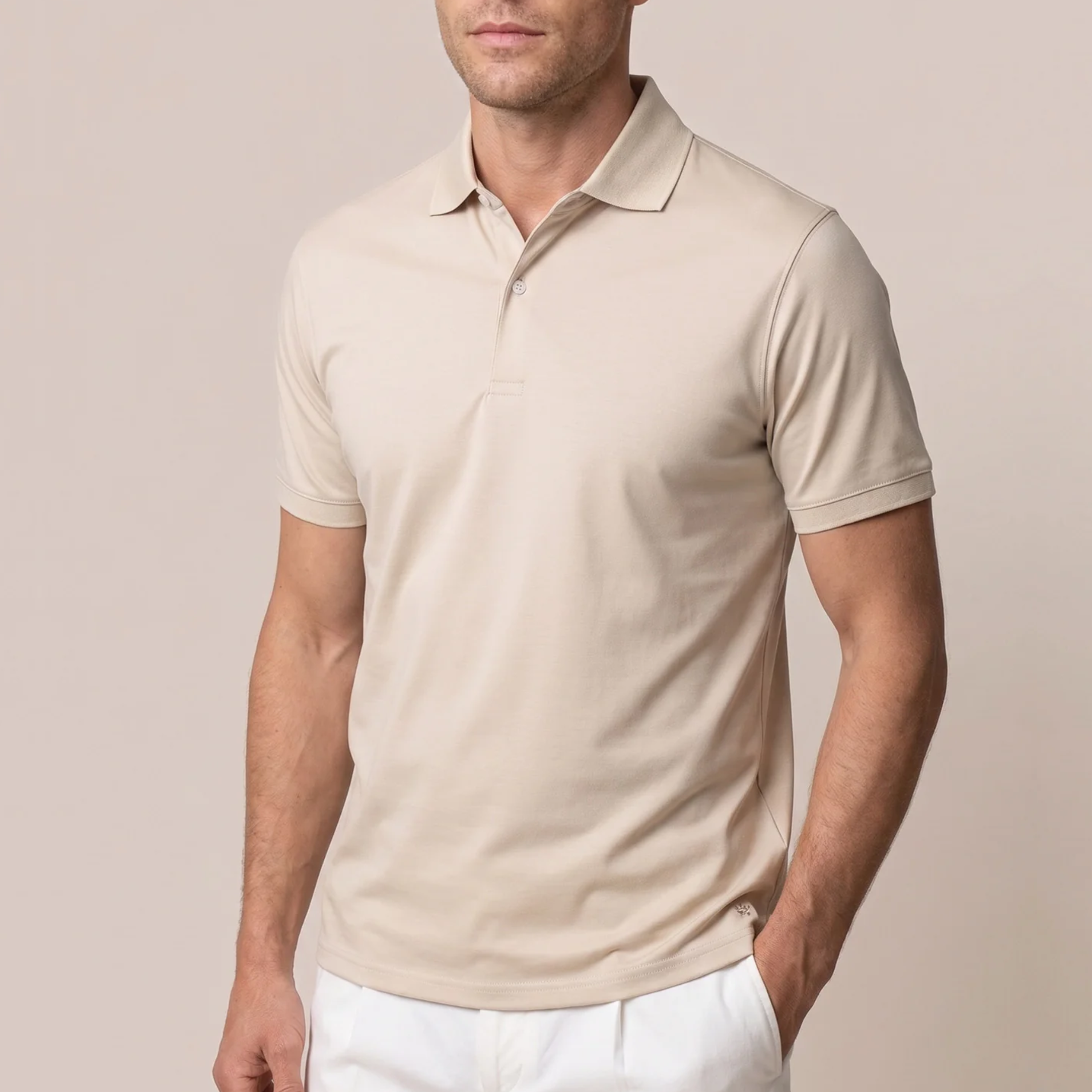 Thomas Maine Liquid Cotton Polo Shirt - Sand