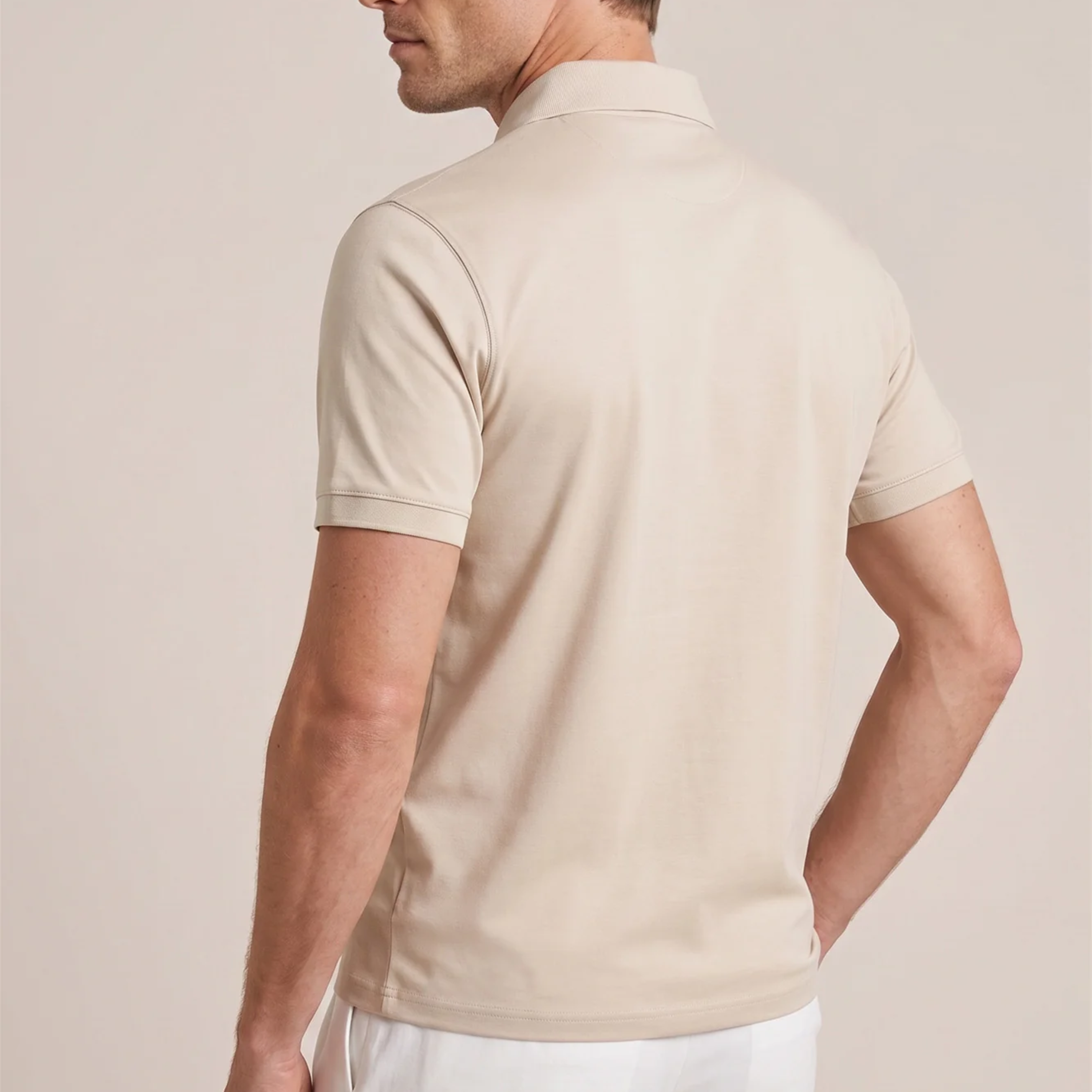 Thomas Maine Liquid Cotton Polo Shirt - Sand