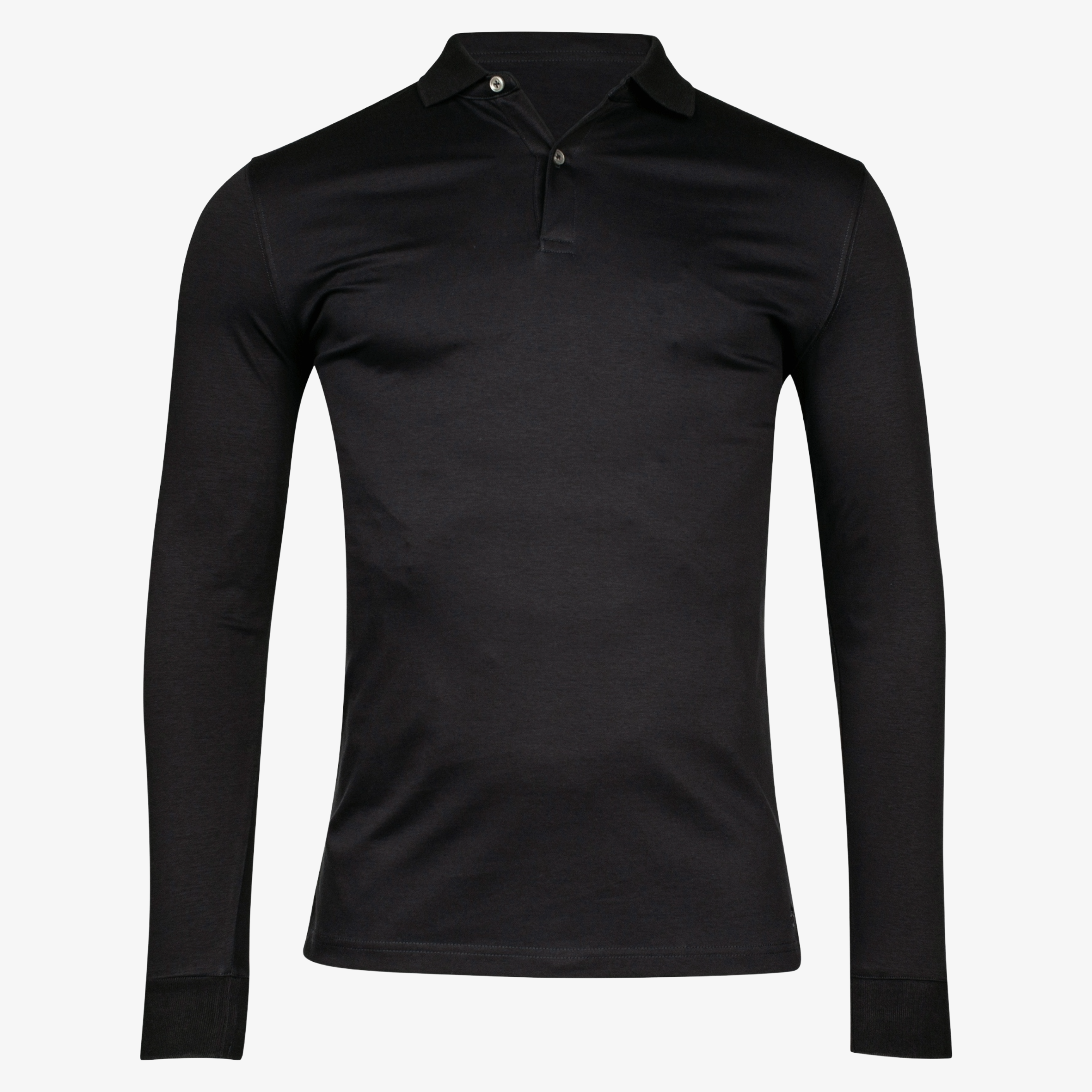 Thomas Maine Liquid Cotton Long Sleeve Polo Shirt - Navy