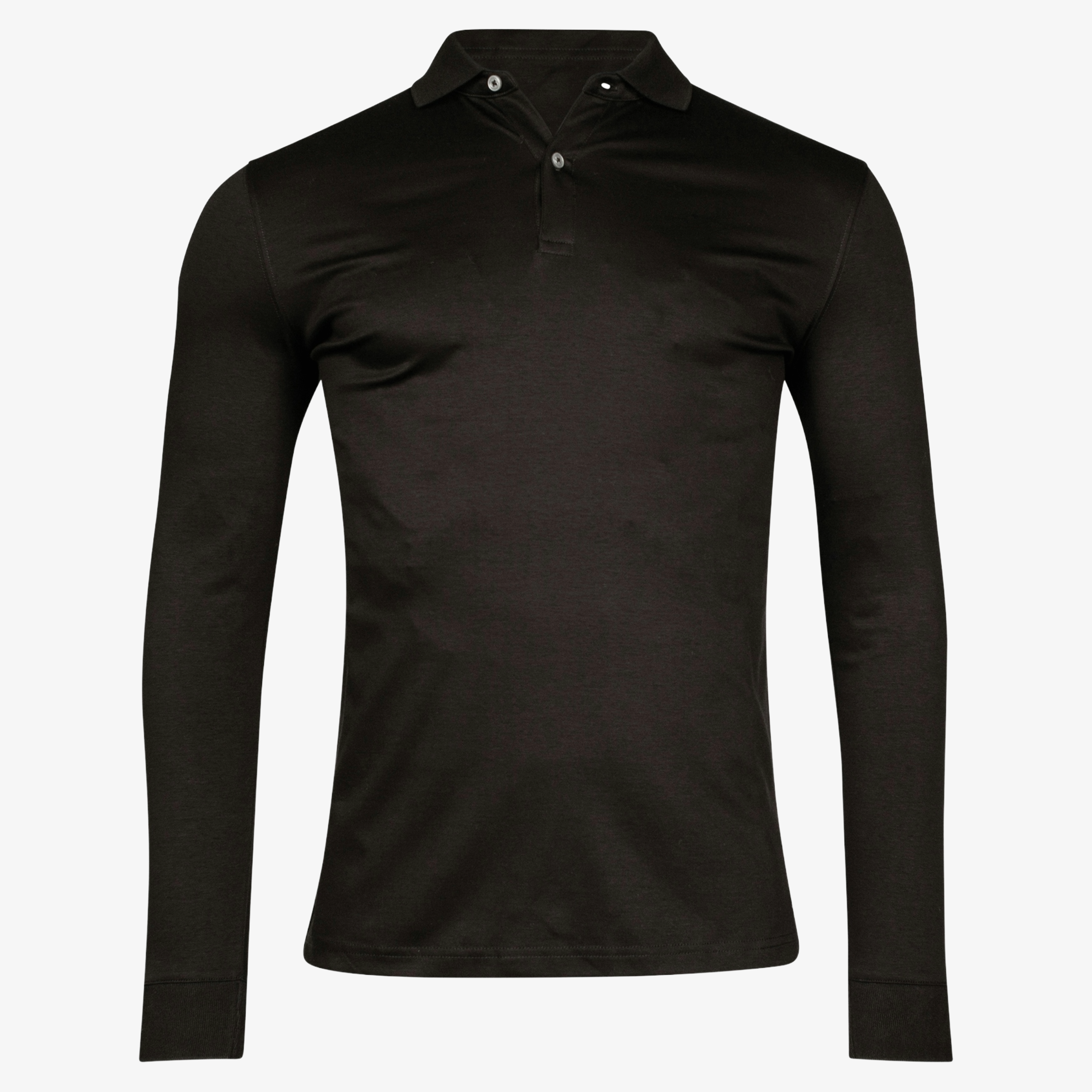Thomas Maine Liquid Cotton Long Sleeve Polo Shirt - Black