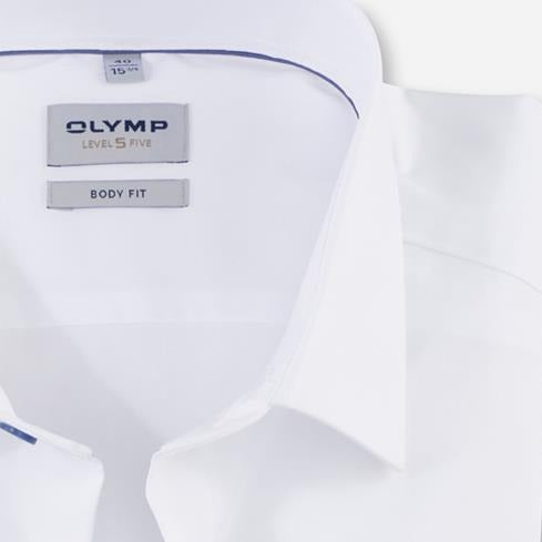 Olymp Level 5 Slim Fit Shirt - White with Blue Buttons