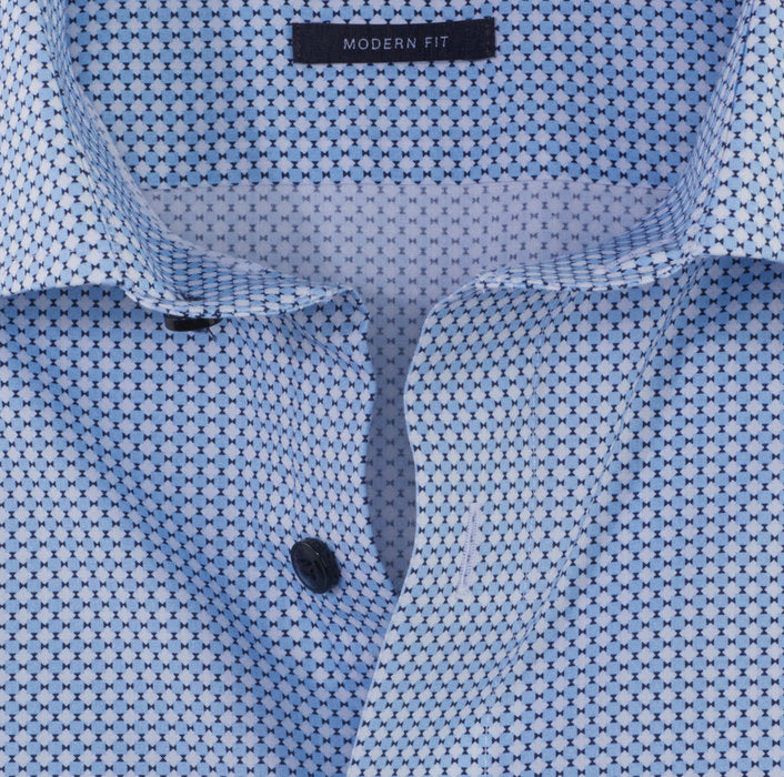 Olymp Luxor Slim Fit Print Shirt - Light Blue
