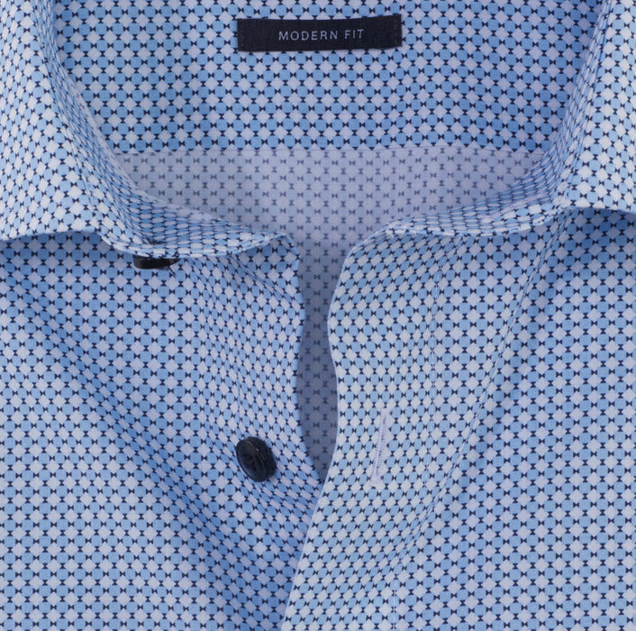 Olymp Luxor Modern Fit Print Shirt - Light Blue