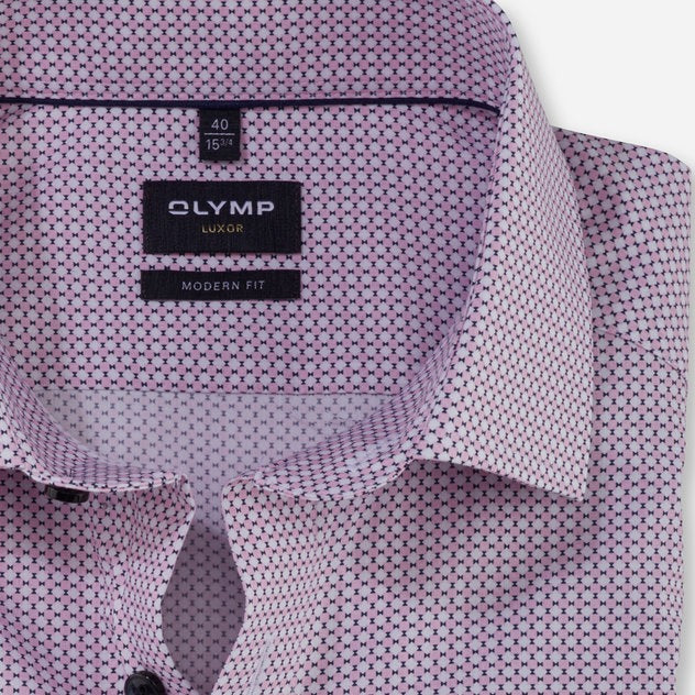 Olymp Luxor Slim Fit Print Shirt - Pink