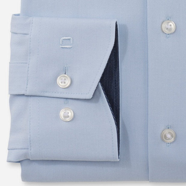 Olymp Luxor 24/7 Slim Fit Flex Jersey Shirt - Light Blue