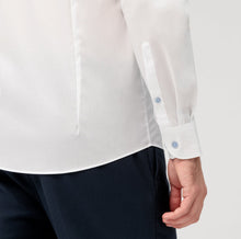 Load image into Gallery viewer, OLYMP Level 5 Body Fit Shirt White with Smoke Blue Buttons 20425413
