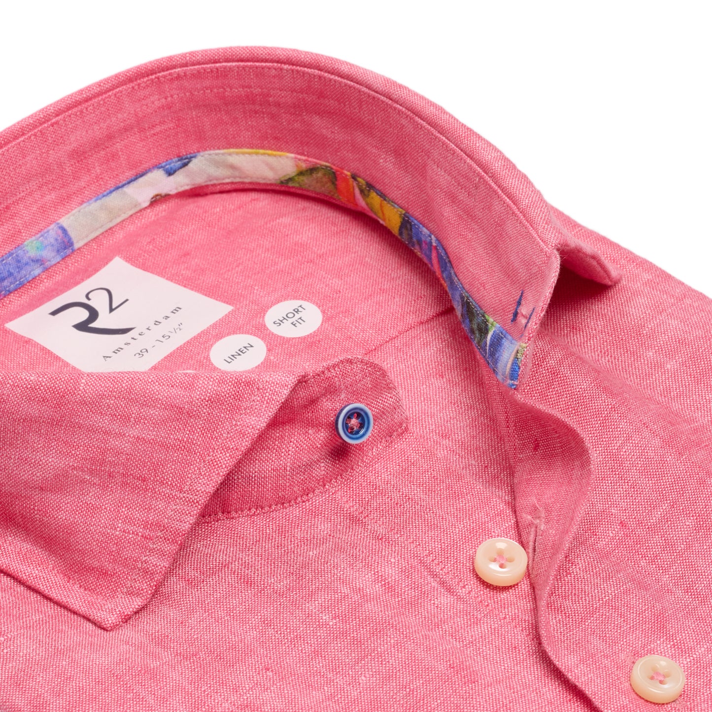 R2 Amsterdam Long Sleeve Linen Shirt -  Pink