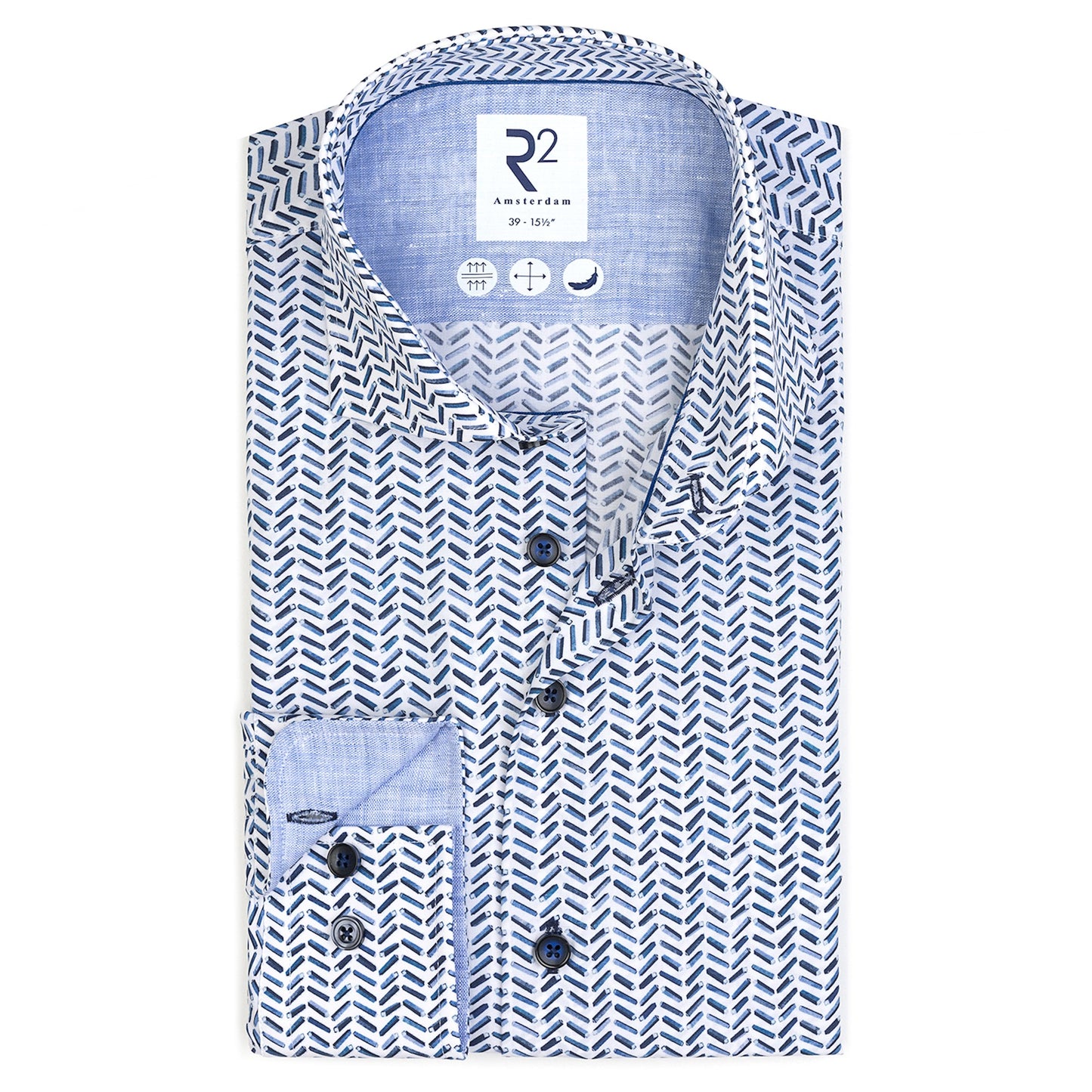 R2 Amsterdam Print Shirt - Blue