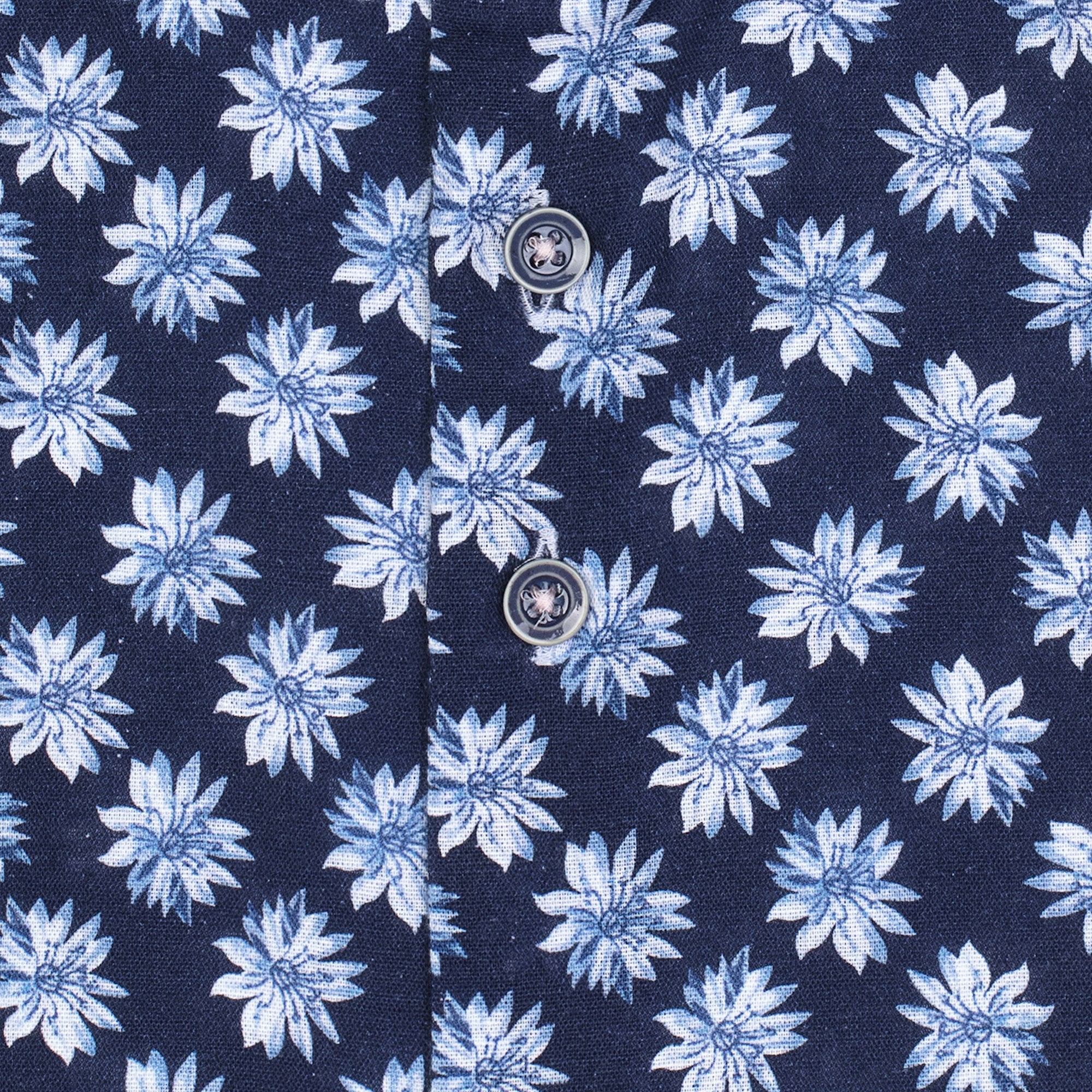 R2 Amsterdam Linen Floral Print Shirt - Blue