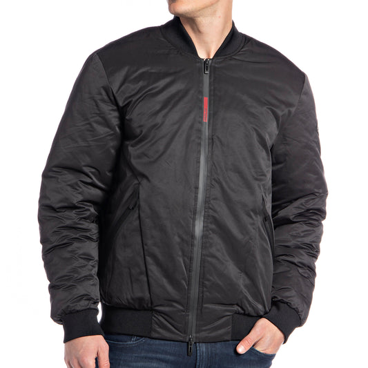 Replay Nylon Bomber Jacket with Zip Fastening - Black