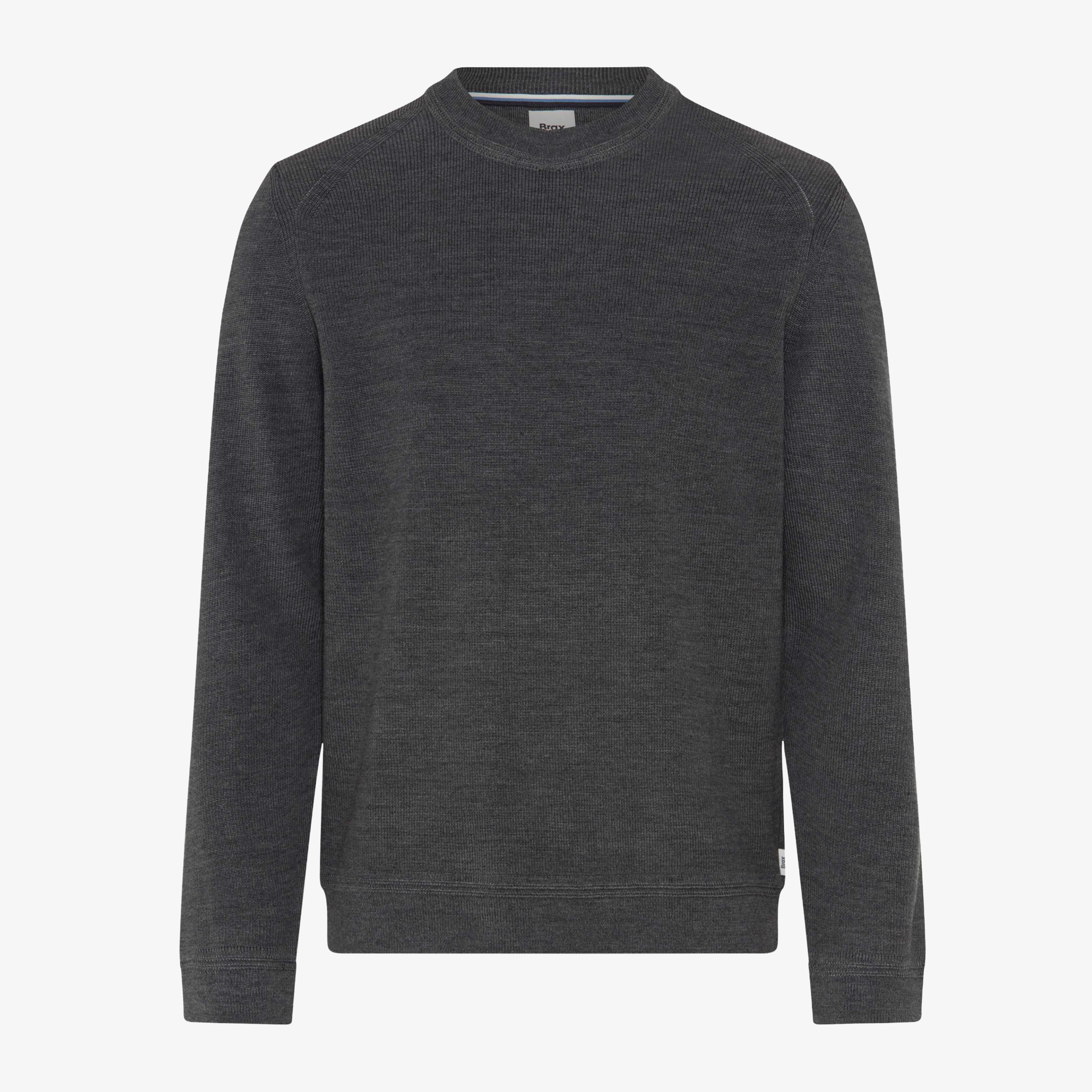 Brax Roy Cotton-Wool Crew Neck Jumper - Elephant Grey