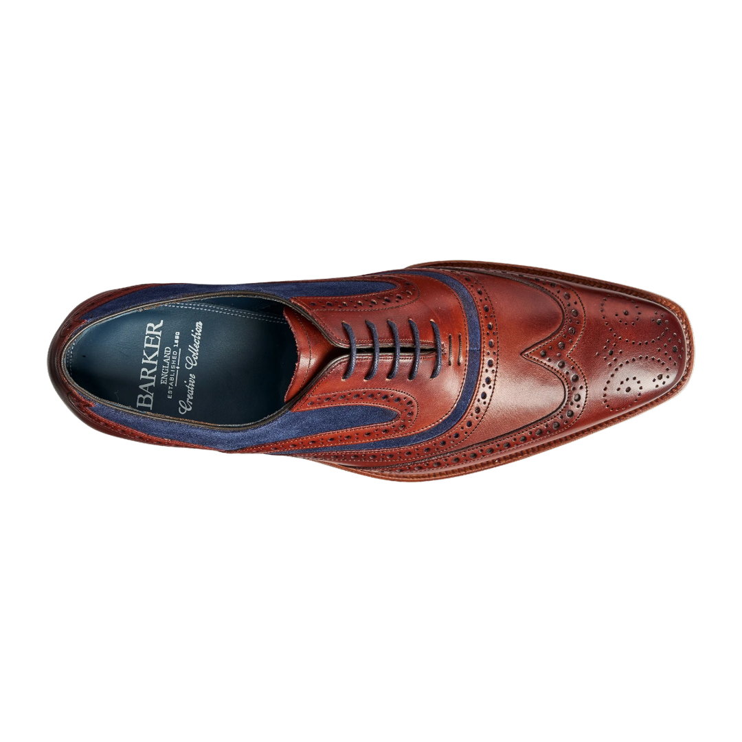 Barker McClean Shoes - Rosewood Calf/Navy Suede
