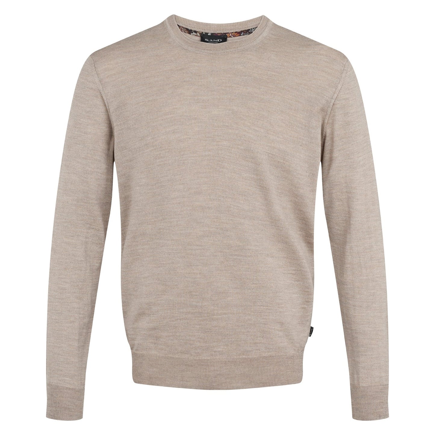 Sand Extrafine Merino Wool Crew Neck - Beige