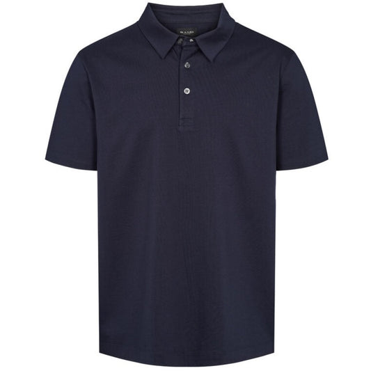 Sand Short Sleeve Mercerised Cotton Polo Shirt - Navy