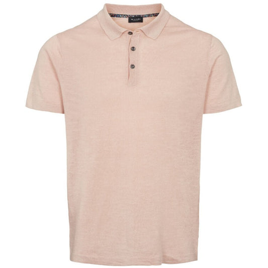 Sand Rico Linen-Cotton Short Sleeve Knitted Polo Shirt - Light Pink