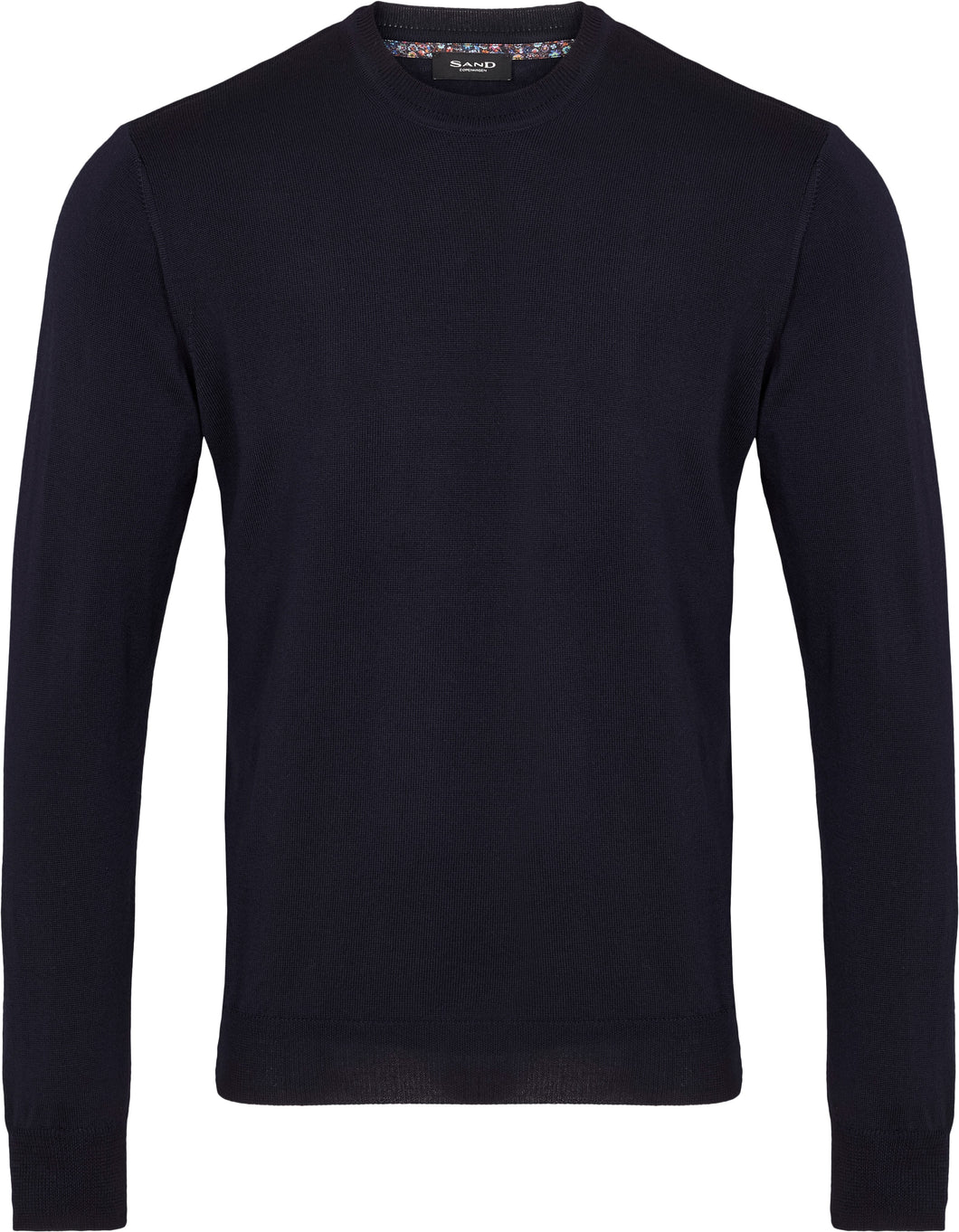 SAND Cashmere Blend Cable Knit Crew Neck in Navy 5477 IQ