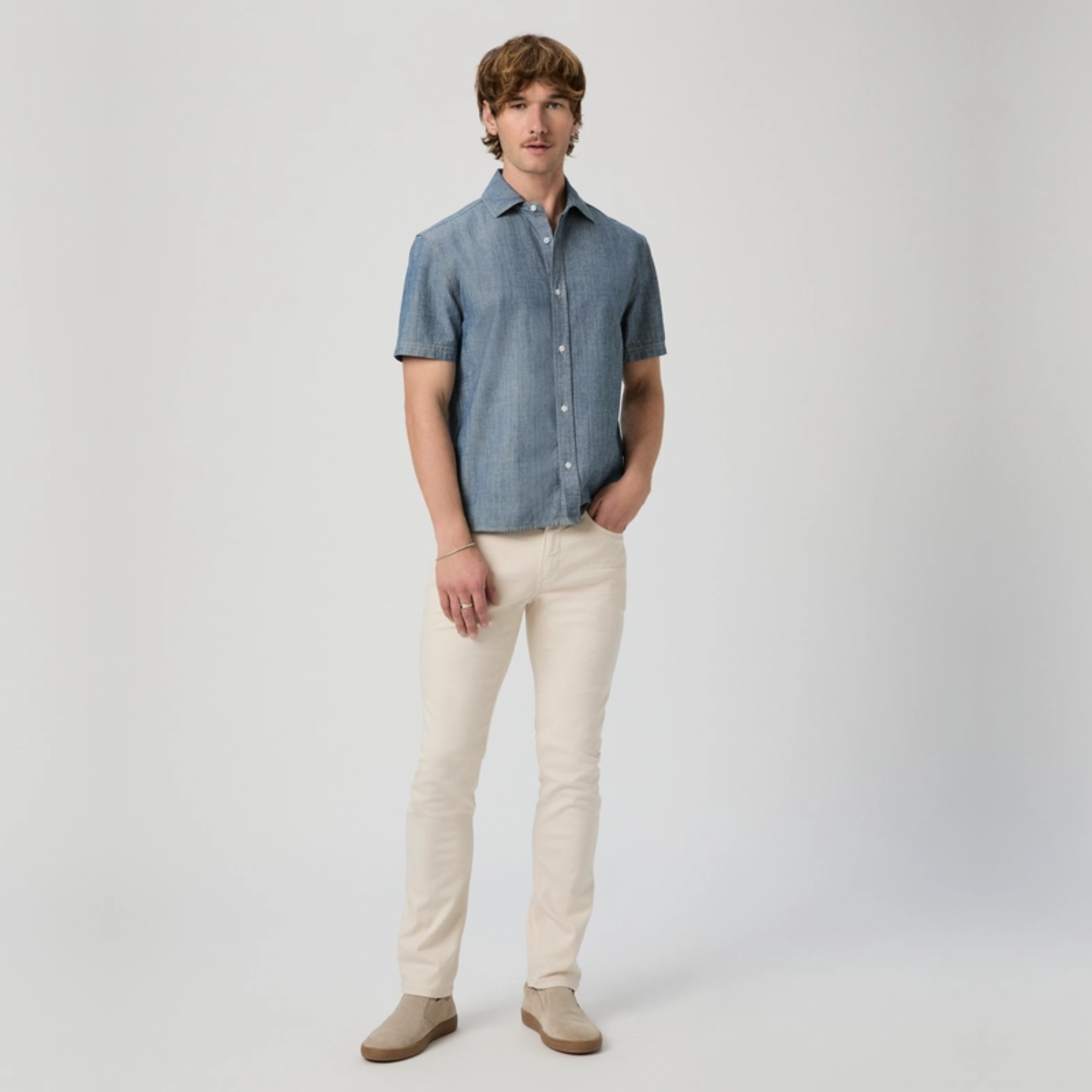 Paige Federal Slim Straight Jeans - Sea Shell