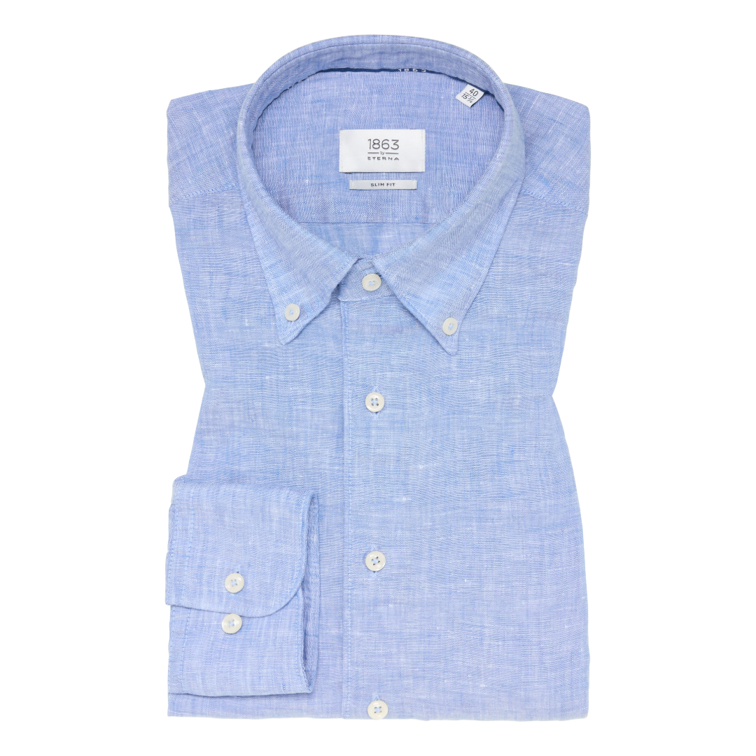 Eterna 1863 Pure Linen Shirt - Mid Blue