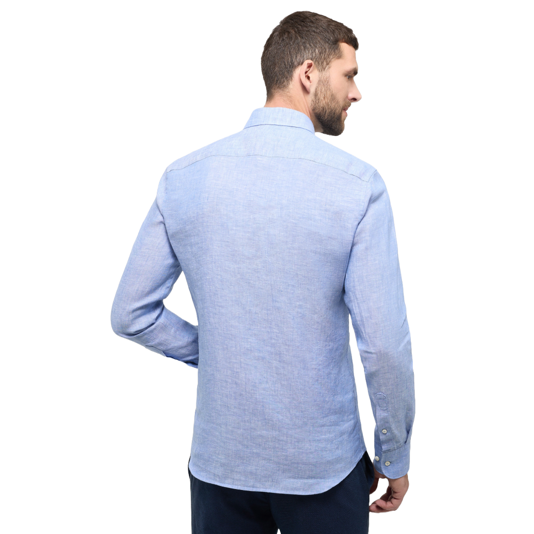 Eterna 1863 Pure Linen Shirt - Mid Blue