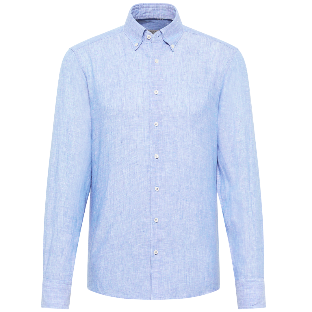 Eterna 1863 Pure Linen Shirt - Mid Blue