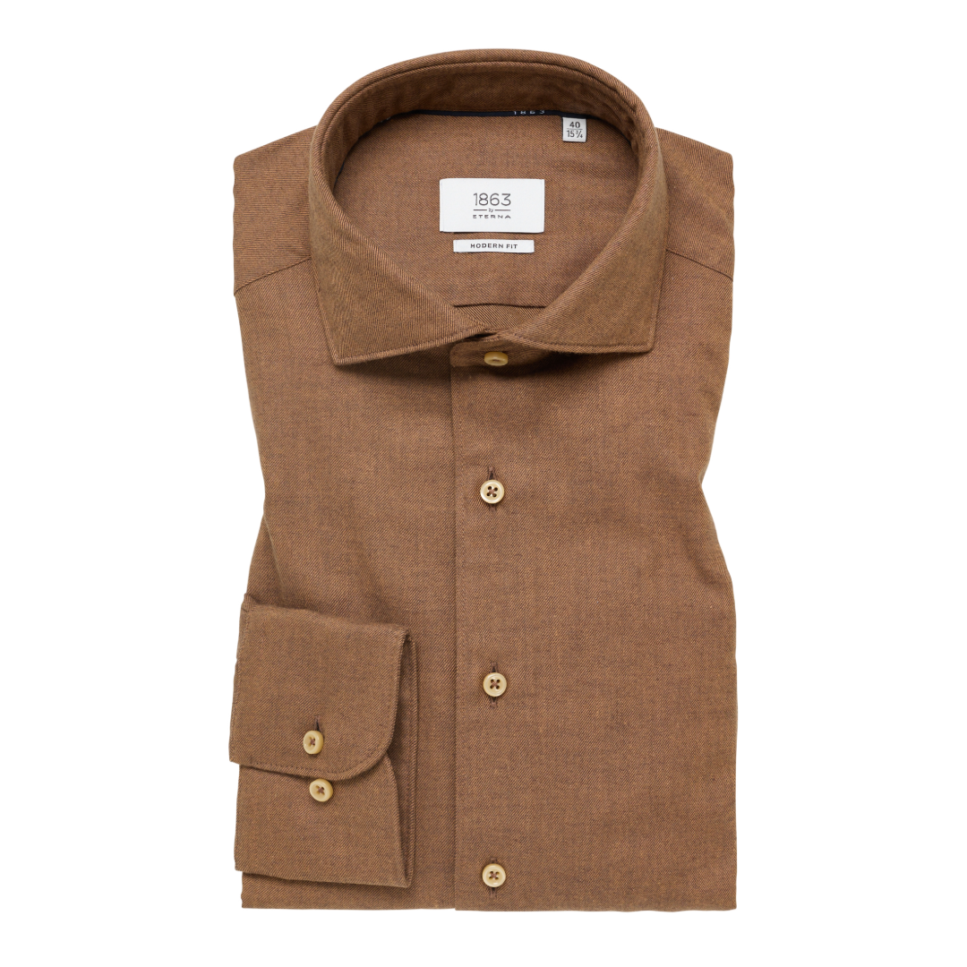 Eterna 1863 Soft Tailored Flannel Shirt - Caramel