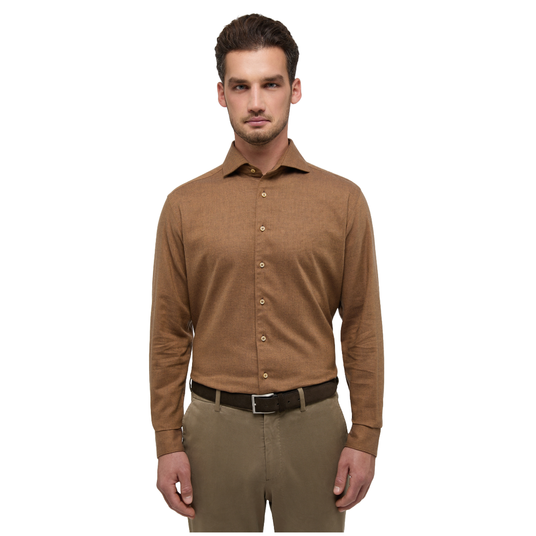 Eterna 1863 Soft Tailored Flannel Shirt - Caramel