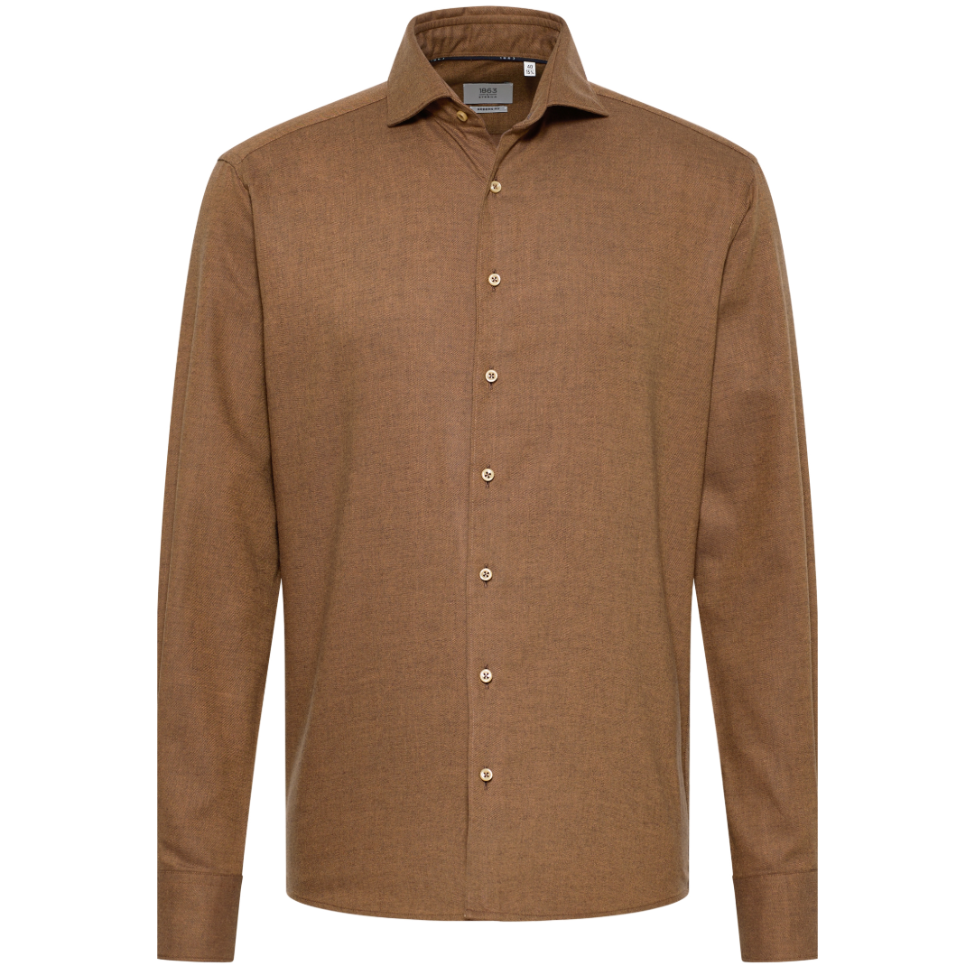 Eterna 1863 Soft Tailored Flannel Shirt - Caramel