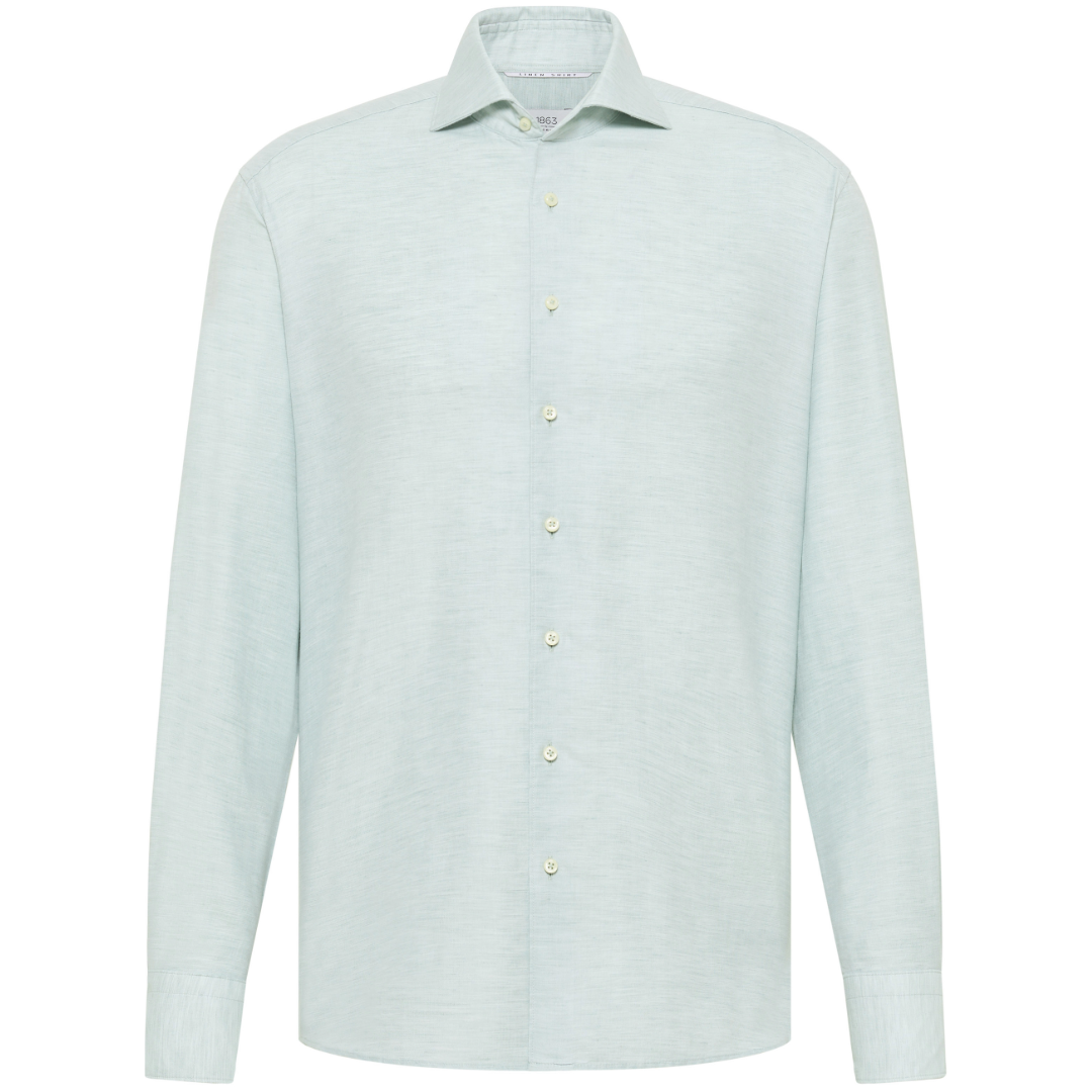 Eterna 1863 Modern Fit Cotton-Linen Shirt - Light Green