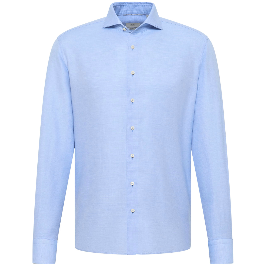 Eterna 1863 Modern Fit Non Iron Cotton-Linen Shirt - Blue