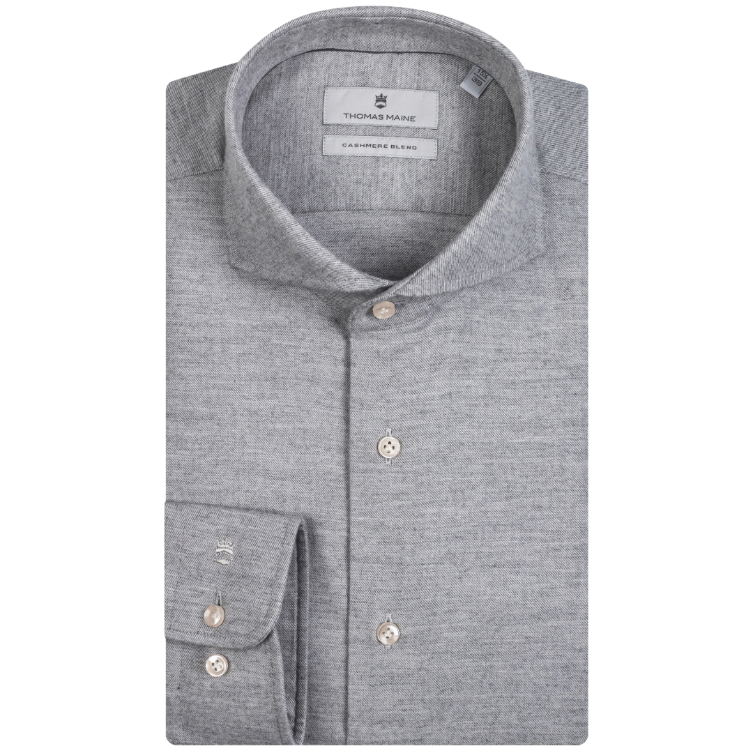Thomas Maine Cotton-Cashmere Shirt - Light Grey