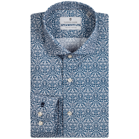 Thomas Maine Tile Print Shirt - Blue