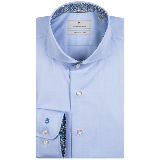 Thomas Maine Tile Print Trim Shirt - Light Blue