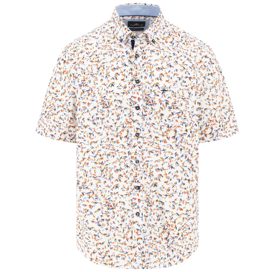 Fynch-Hatton Short Sleeve Tree Print Shirt - Red