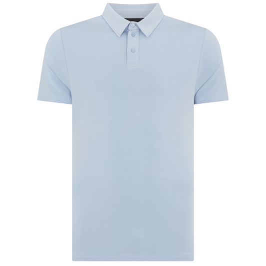 Remus Uomo Tencel-Cotton Polo Shirt - Light Blue