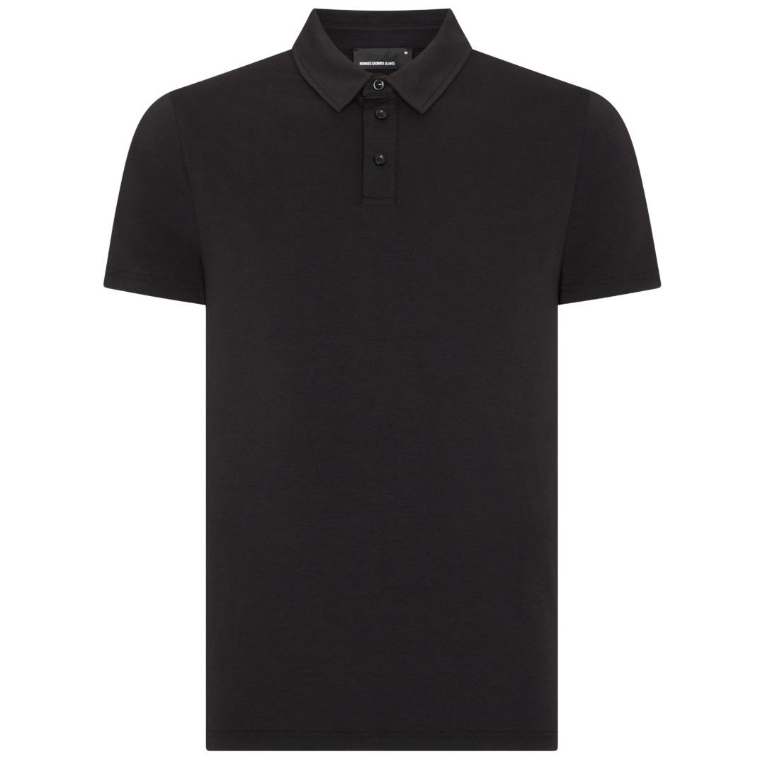 Remus Uomo Tencel-Cotton Polo Shirt - Black