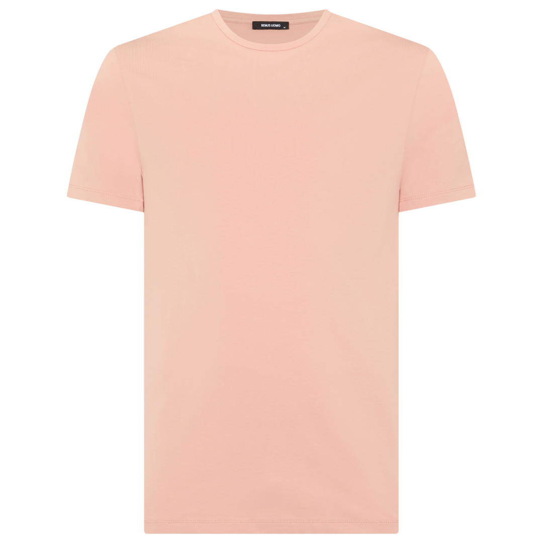 Remus Uomo Stretch Cotton T Shirt - Light Pink