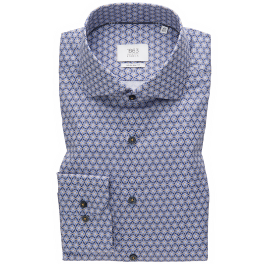 Eterna 1963 Modern Fit Print Shirt - Blue