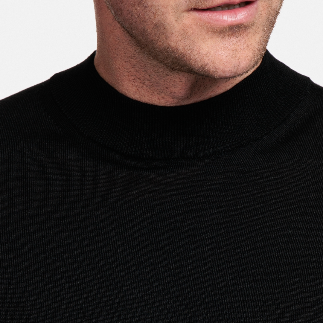 Thomas Maine Merino Wool Turtle Neck - Black