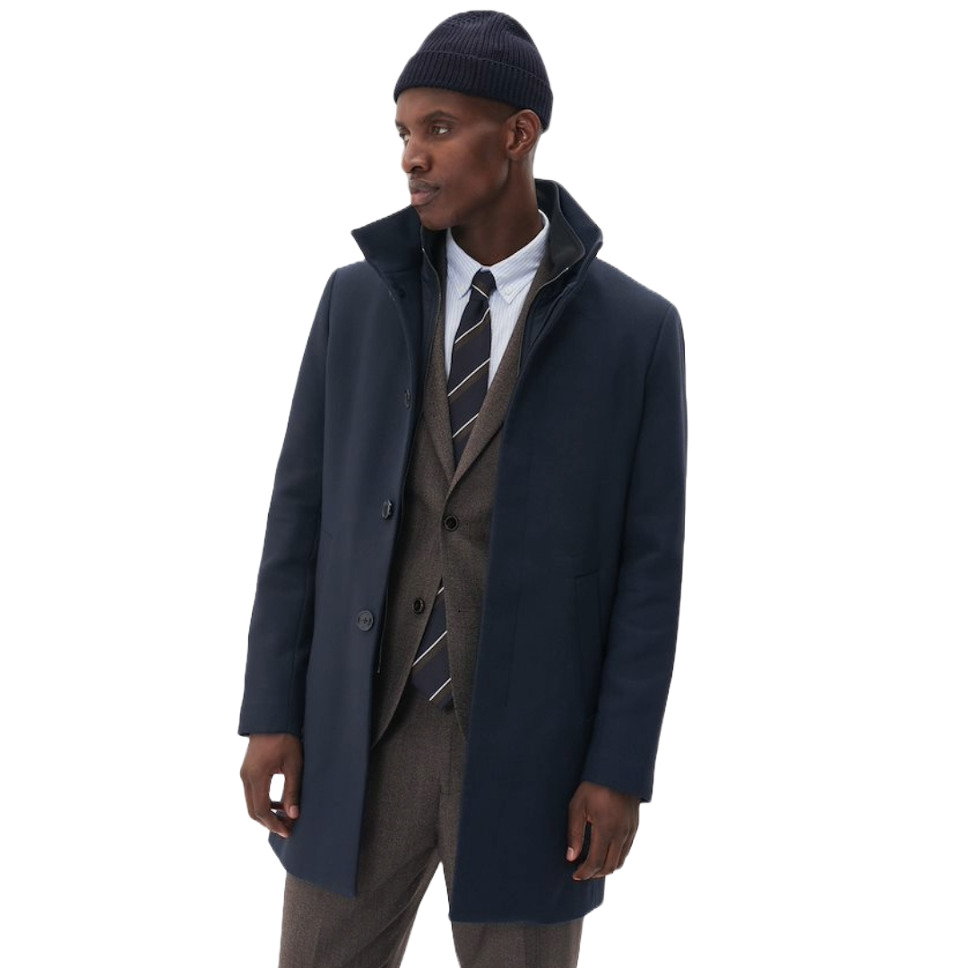 Matinique MAharvey Stretch Overcoat - Dark Navy