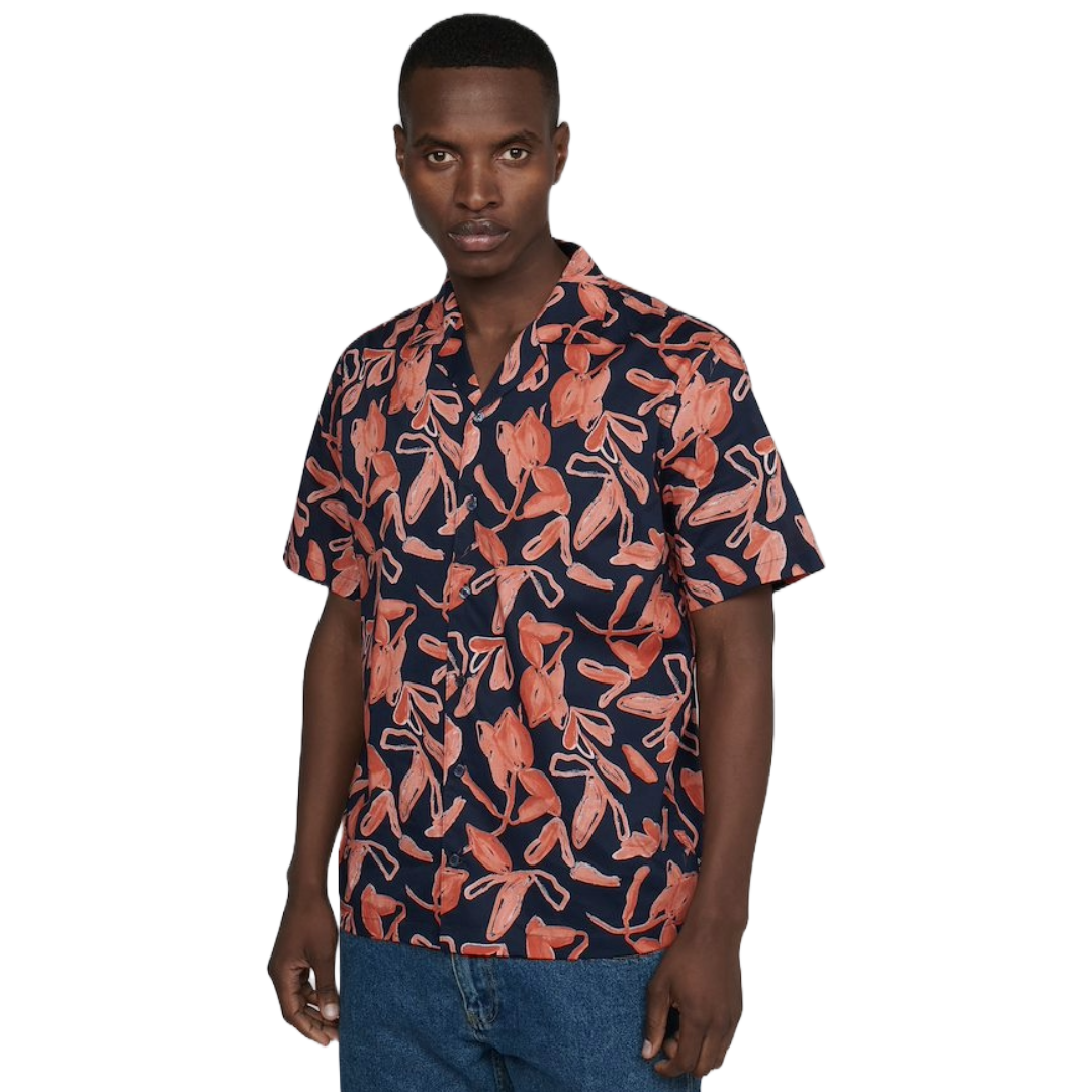Matinique MAklampo Short Sleeve Print Shirt - Navy