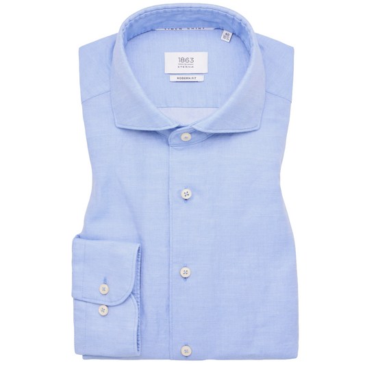 Eterna 1863 Modern Fit Cotton-Linen Shirt - Blue