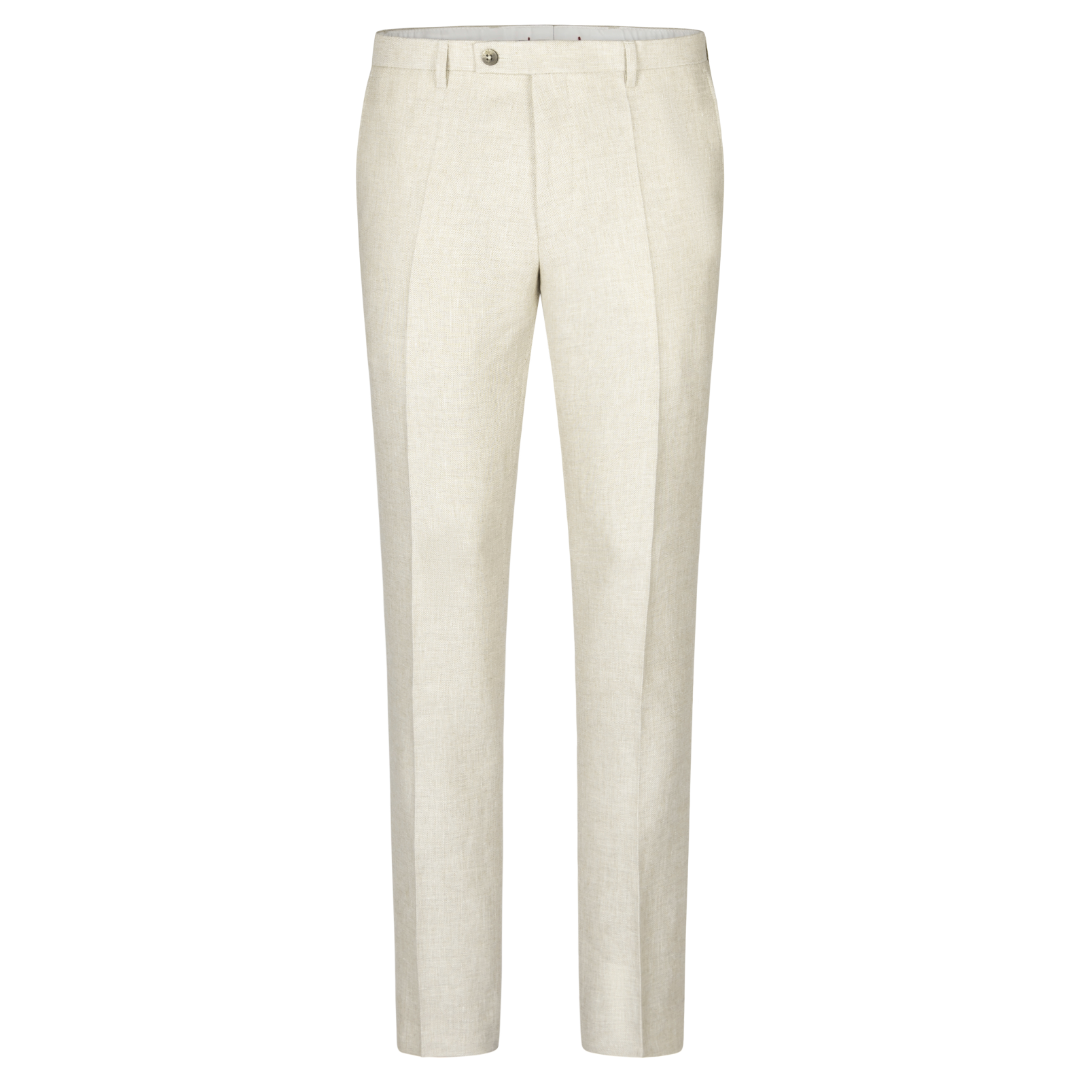 Roy Robson Slim Fit Linen and Cotton Trousers - Light Beige