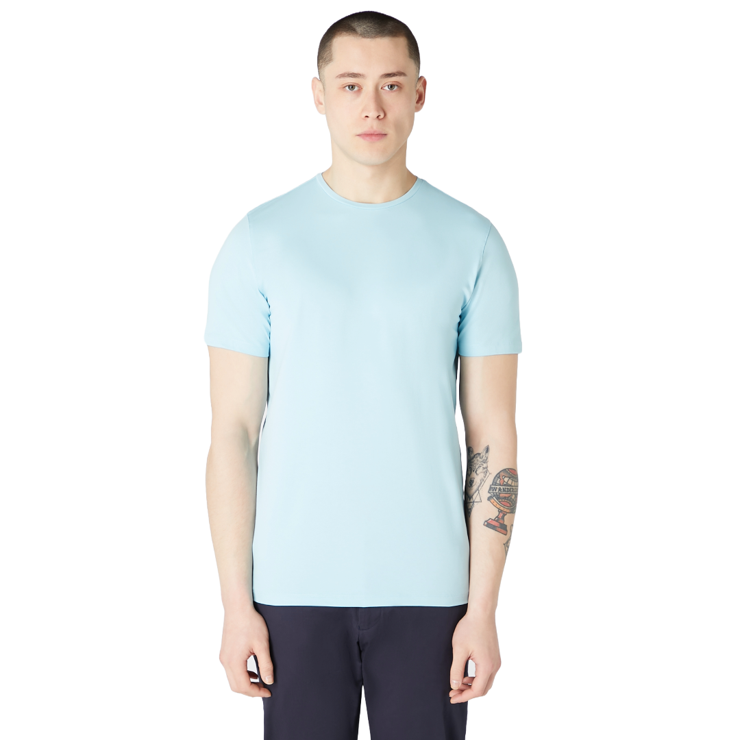 Remus Uomo Stretch Cotton T Shirt - Light Blue
