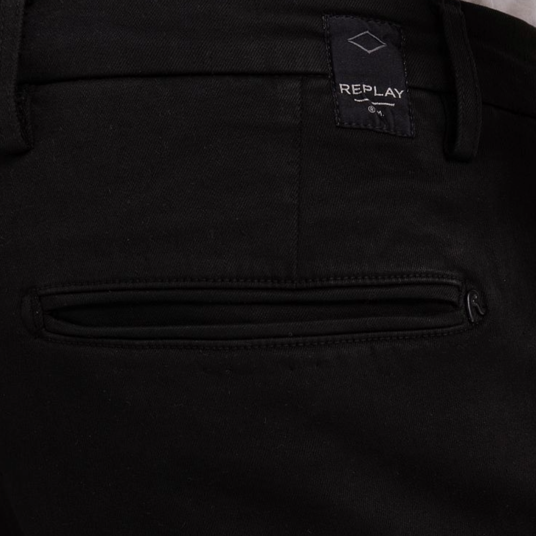 Replay Benni Hyperflex Regular Fit Chinos - Black