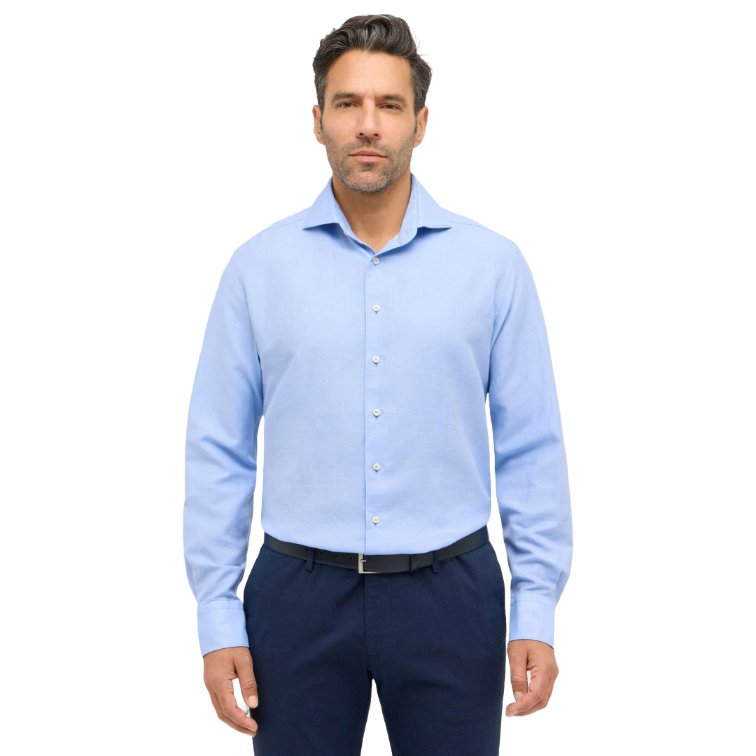 Eterna 1863 Modern Fit Cotton-Linen Shirt - Blue