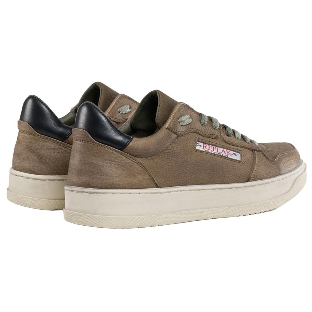 Replay Reload Aged Trainers - Military Green