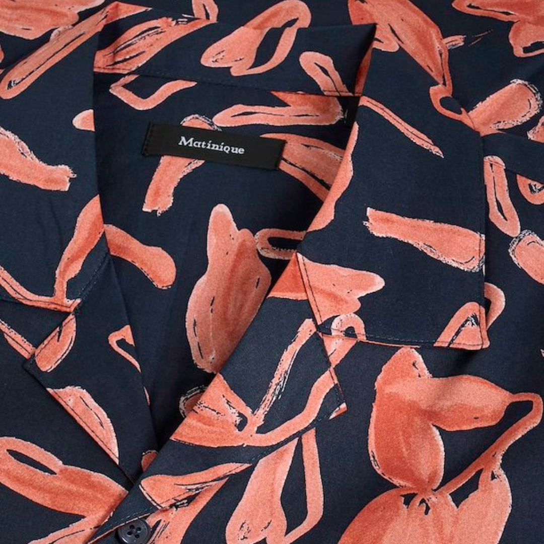 Matinique MAklampo Short Sleeve Print Shirt - Navy