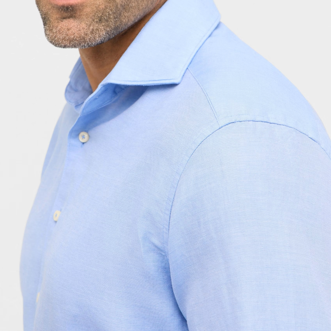 Eterna 1863 Modern Fit Non Iron Cotton-Linen Shirt - Blue