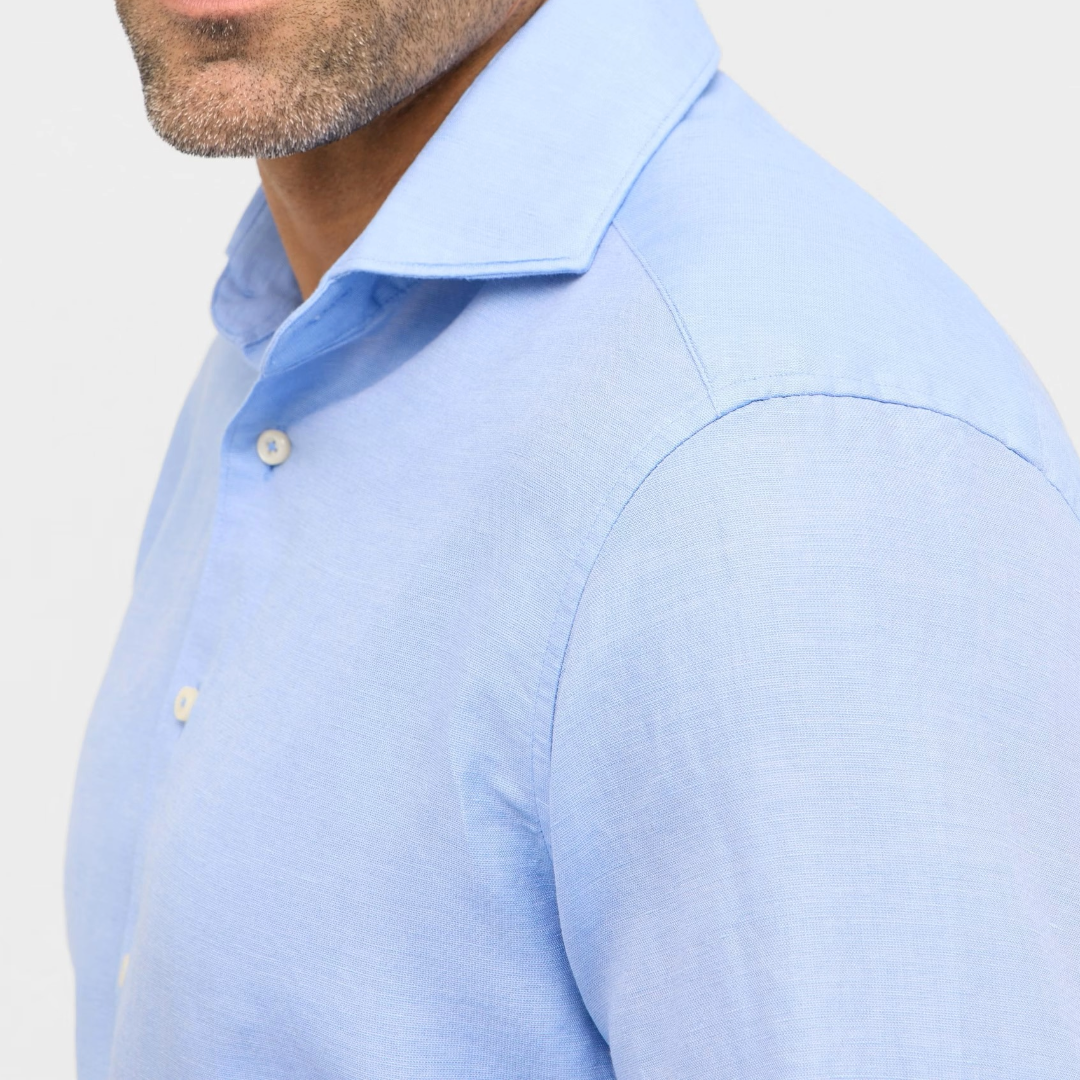 Eterna 1863 Modern Fit Cotton-Linen Shirt - Blue