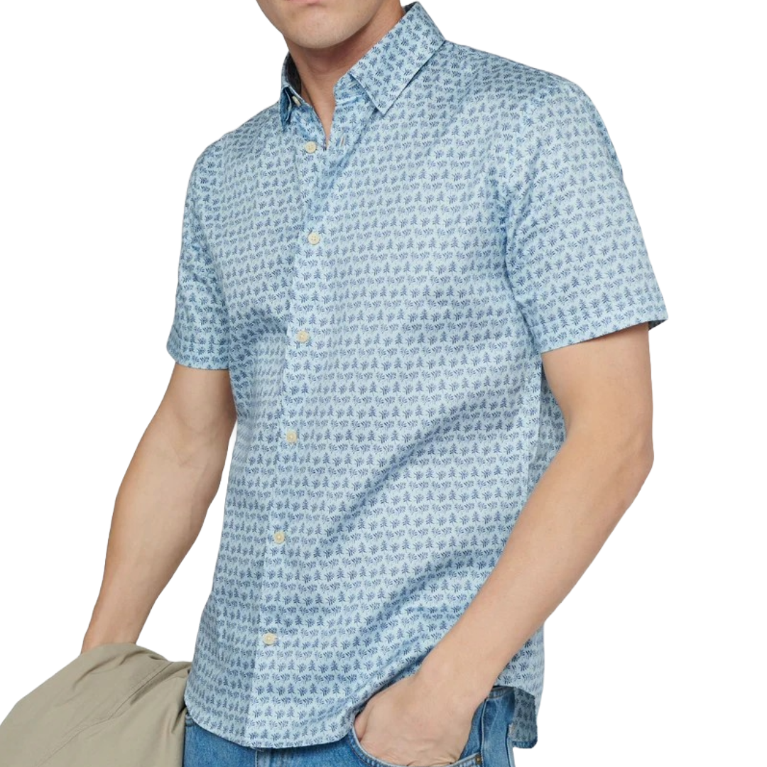 Matinique MAtrostol BU SS Short Sleeve Print Shirt - Blue